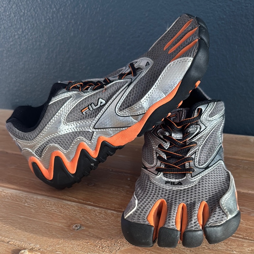 Fila Silver and Orange Sports Sneakers